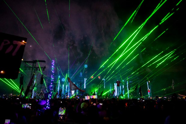 Lasers burst over Kinetic Field during EDC Orlando at Tinker...