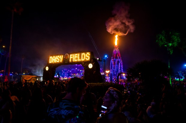 Daisy Fields has a pyrotechnic “Flower Tower” and food vendors...