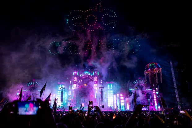 A drone show wraps up night one of EDC Orlando...