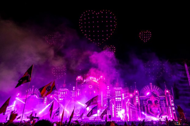 A drone show closes out opening night of EDC Orlando...