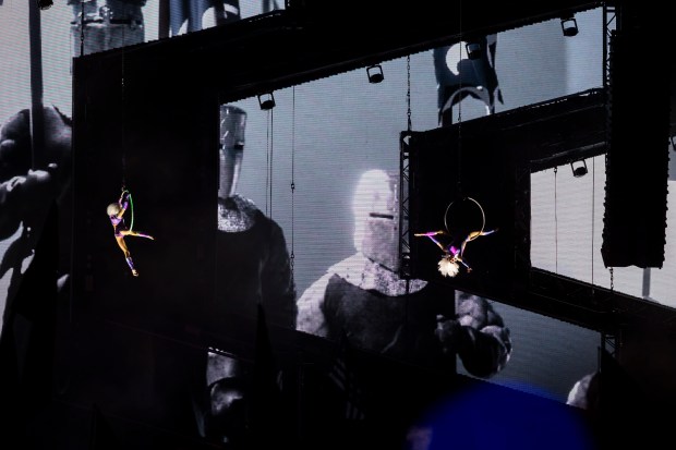 Aerialists perform at the Circuit Grounds stage during EDC Orlando...