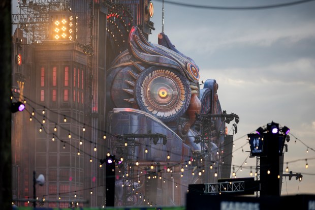 A massive owl is the centerpiece of the Kinetic Field...