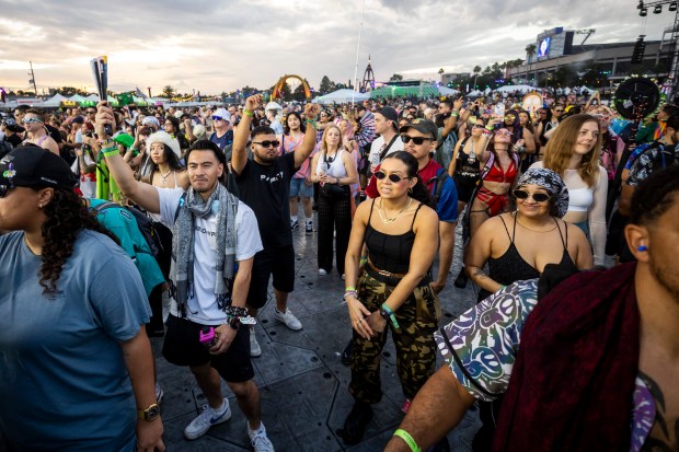 Festival attendees enjoy a set at the Kinetic Field stage...