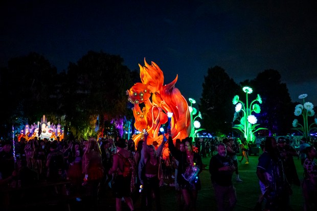 “The Lovers” statue is one of the art installations during...