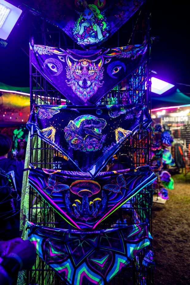 Glowing bandanas are for sale during EDC Orlando at Tinker...