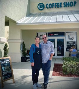 Tanya and Jim Mitchell at Googan Coffee’s North Stuart location. Photo courtesy of Googan Coffee