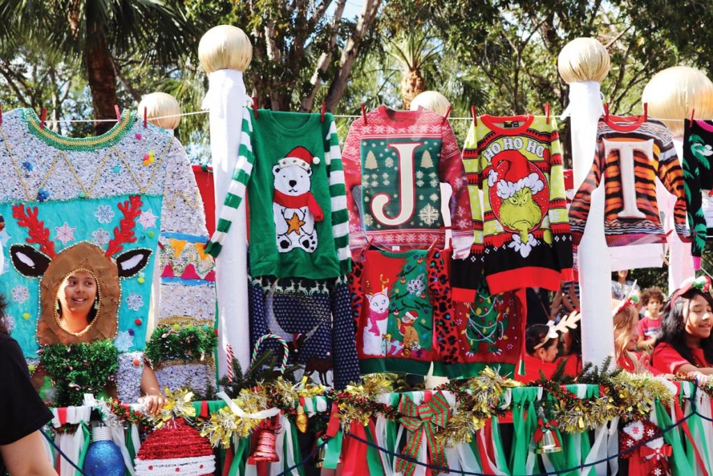 Ugly Christmas sweaters on display at the Jupiter/Tequesta Christmas Parade. Photo courtesy of The Jupiter Tequesta Athletic Association