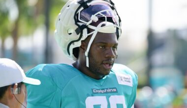 Miami Dolphins offensive lineman James Daniels may not return from injury this season