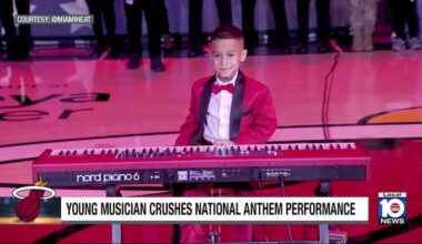 Young musician wows Heat fans during National Anthem performance