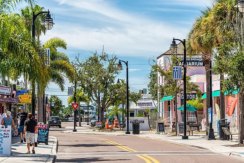 The downtown area of Tarpon Springs, Florida.