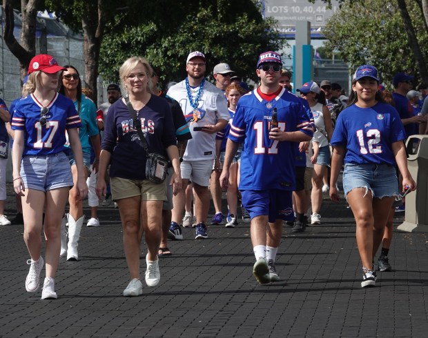 Buffalo Bills fans enter before the game against the Miami...