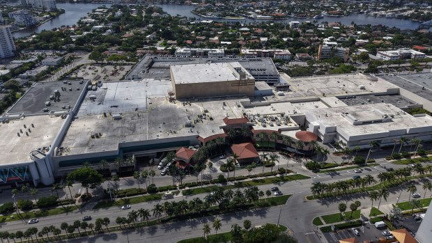 An aerial view of the Galleria Mall is shown in Fort Lauderdale, Monday, Oct. 6, 2025. (Joe Cavaretta/South Florida Sun Sentinel)