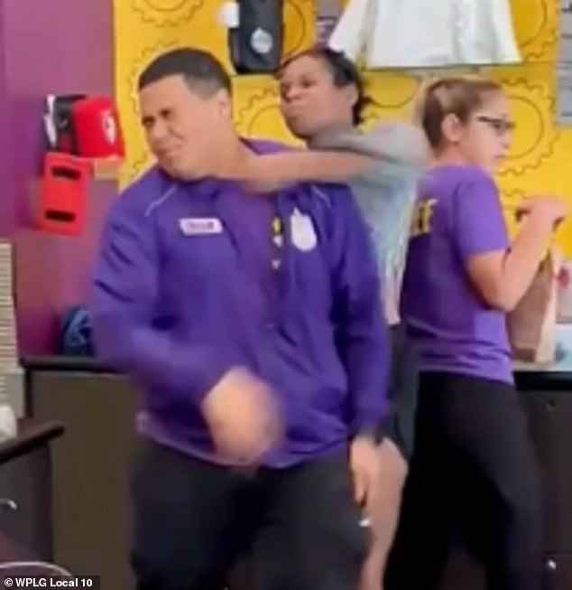 Kiara Bryant, 35, has been arrested after she was allegedly caught on camera punching a Miami Planet Fitness worker in the face on December 12