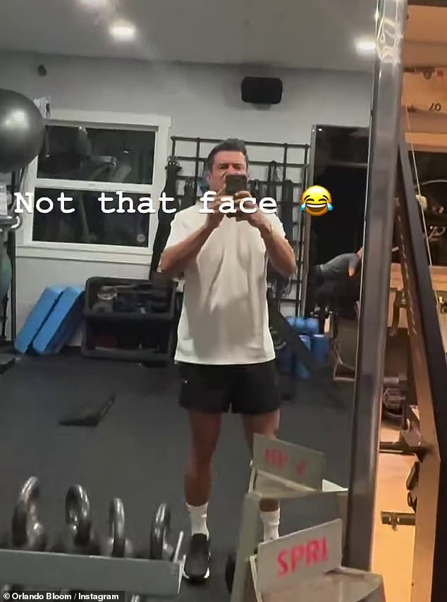 The actor, 48, took to Instagram to share mirror selfies while exercising as he posed with a wincing red face as he went through a tough morning in the gym