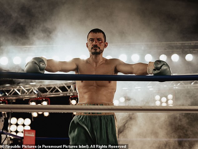 Orlando recently lost a dramatic amount of weight for his role in psychological thriller movie The Cut, which focuses on how boxers cut to drop weight categories (pictured in the film)