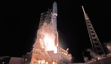 ULA’s Atlas V 551 rocket left Space Launch Complex-41 at Cape Canaveral Space Force Station with 27 Amazon Leo satellites on the early morning of Tuesday, Dec. 16, 2025. (ULA)