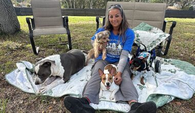 April McNeely with her animals at McNeely Farmily Rescue and Sanctuary (Spectrum News/Lizbeth Gutierrez)