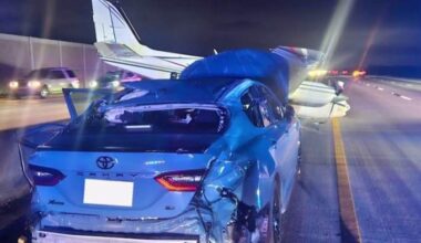 Motorist injured when plane strikes car during crash-landing on I-95 in Brevard, officials say