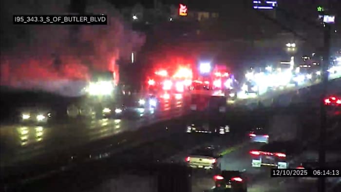 RV fire shuts down 2 right lanes on I-95 southbound at JTB