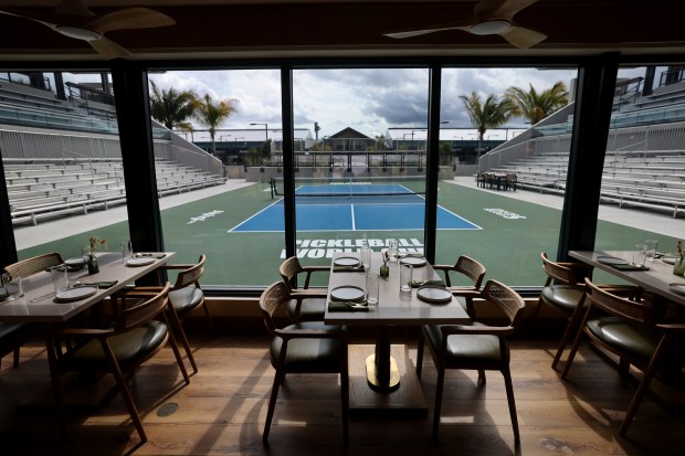 The Florida Room restaurant, shown on Nov. 6, is now open at The Fort, a new pickleball complex at Snyder Park in Fort Lauderdale. (Mike Stocker/South Florida Sun Sentinel)
