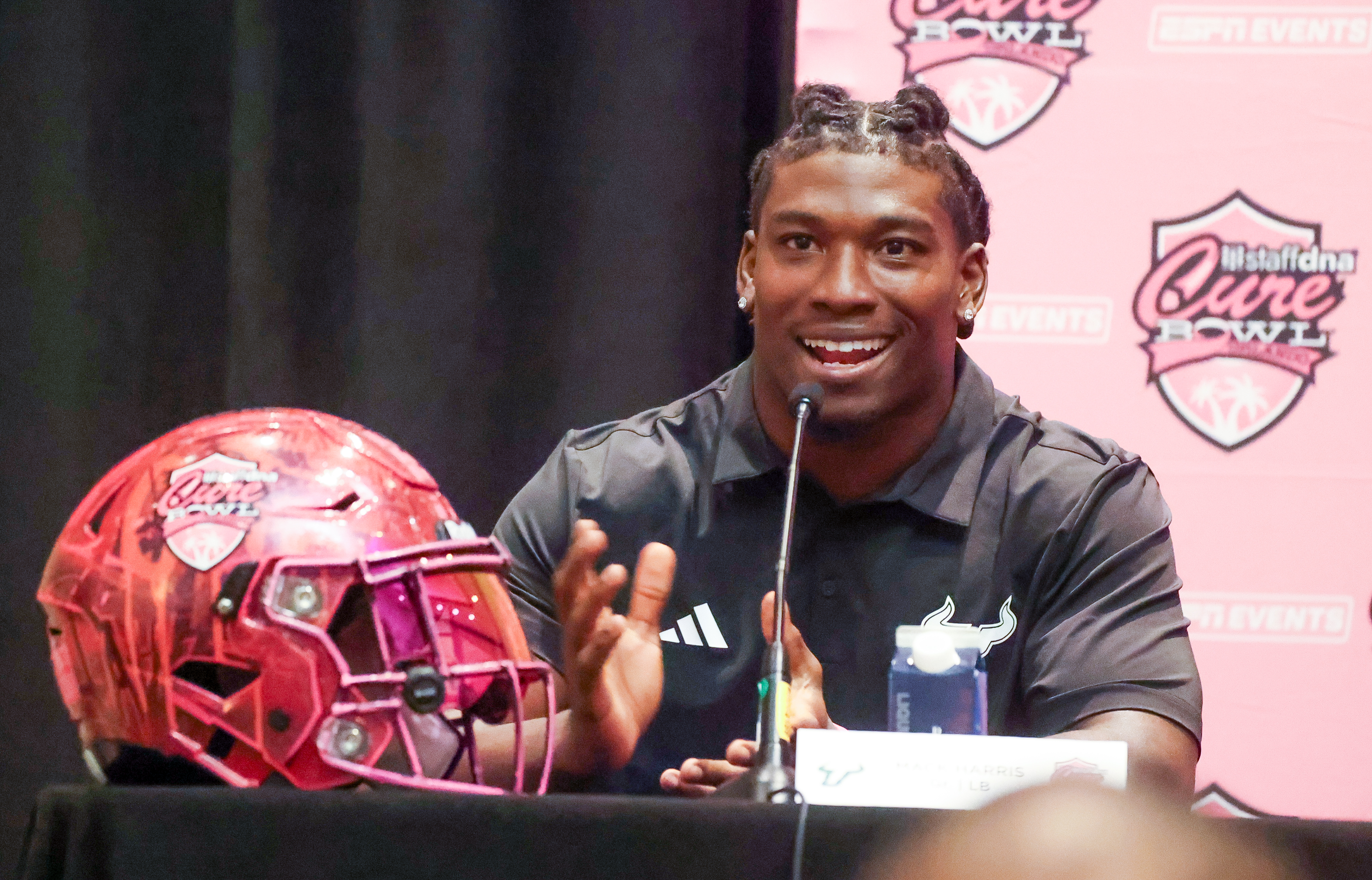 University of South Floridaâs Mack Harris answers a question at...