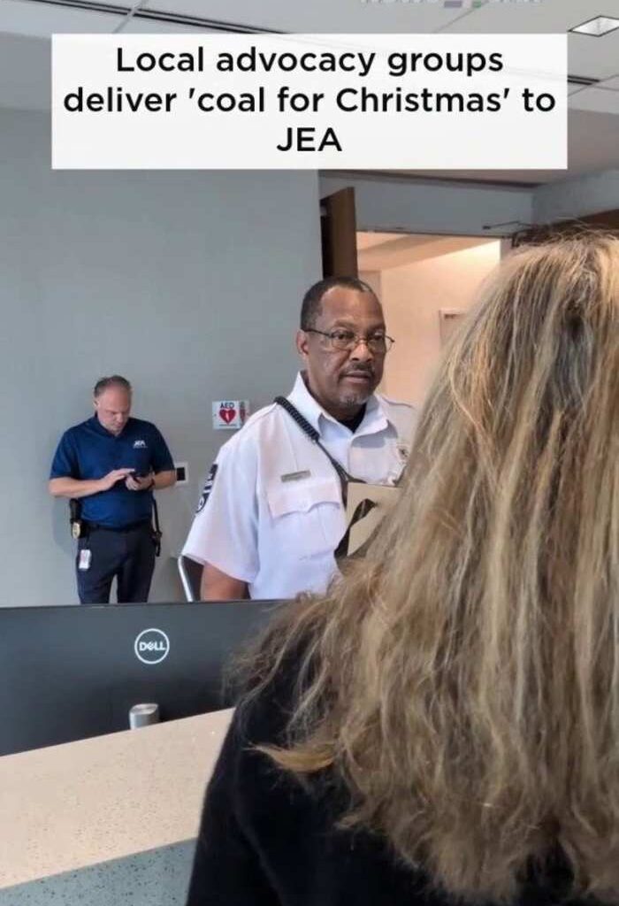 Local advocacy groups deliver 'coal for Christmas' to JEA