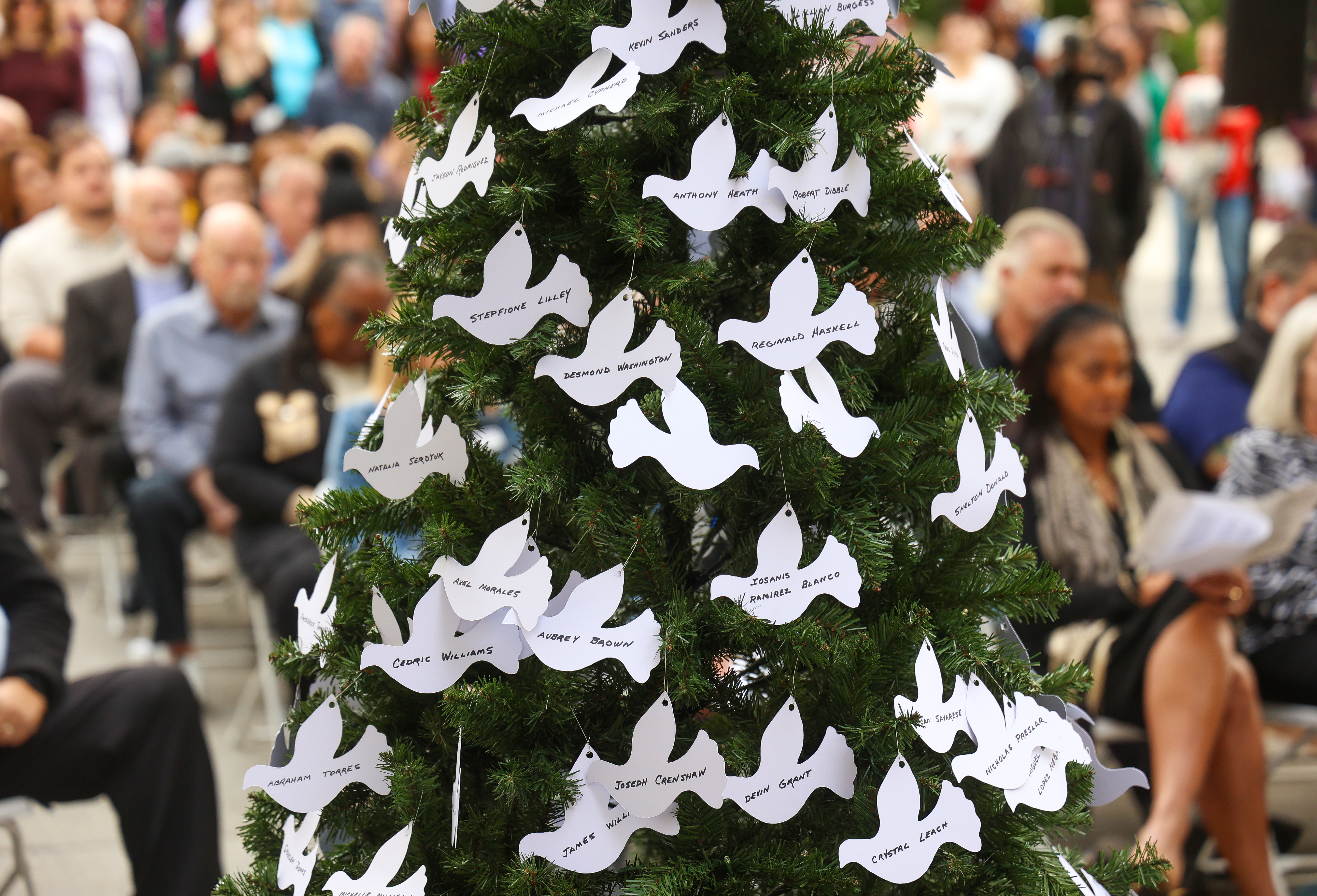 REMEMBERING THE HOMELESS â Paper doves representing homeless individuals who...