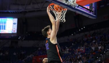 World's tallest teen, Florida's Olivier Rioux, delivers emphatic dunk for first college field goal