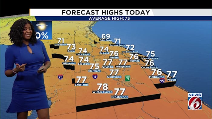 Starting chilly in Central Florida with waning winds