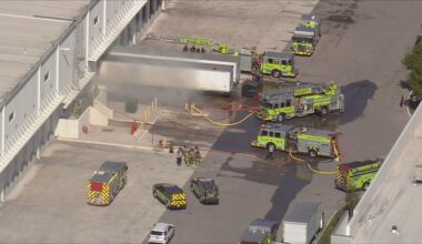 Crews battle warehouse fire in Medley