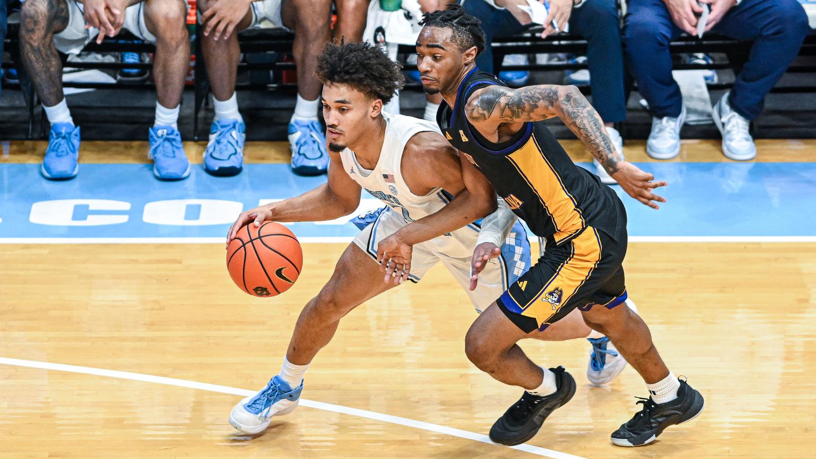 bench University of North Carolina Men’s Basketball v East Carolina University; ECU Dean E. Smith Center Chapel Hill, NC Monday, December 22, 2025