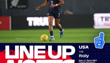 Starting XI & Lineup Notes on Monday, Dec. 1 in Ft. Lauderdale, Florida