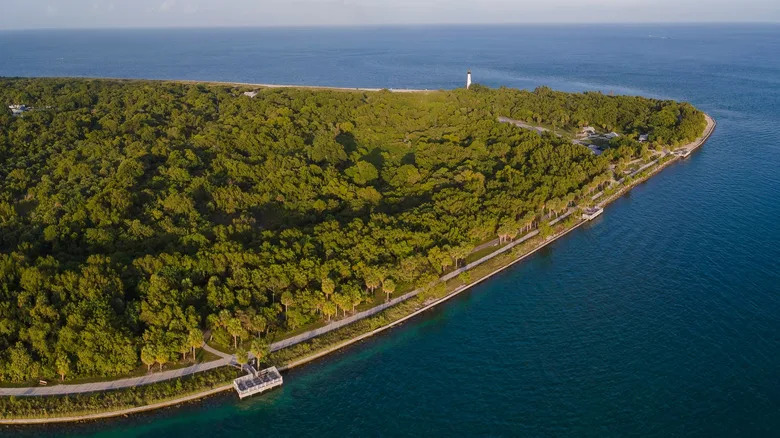 Aerial view of Cape Florida in Bill Baggs Cape Florida State Park