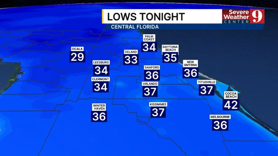 It will be a downright cold night tonight, with a Freeze Warning in effect for areas north and northwest of Orlando