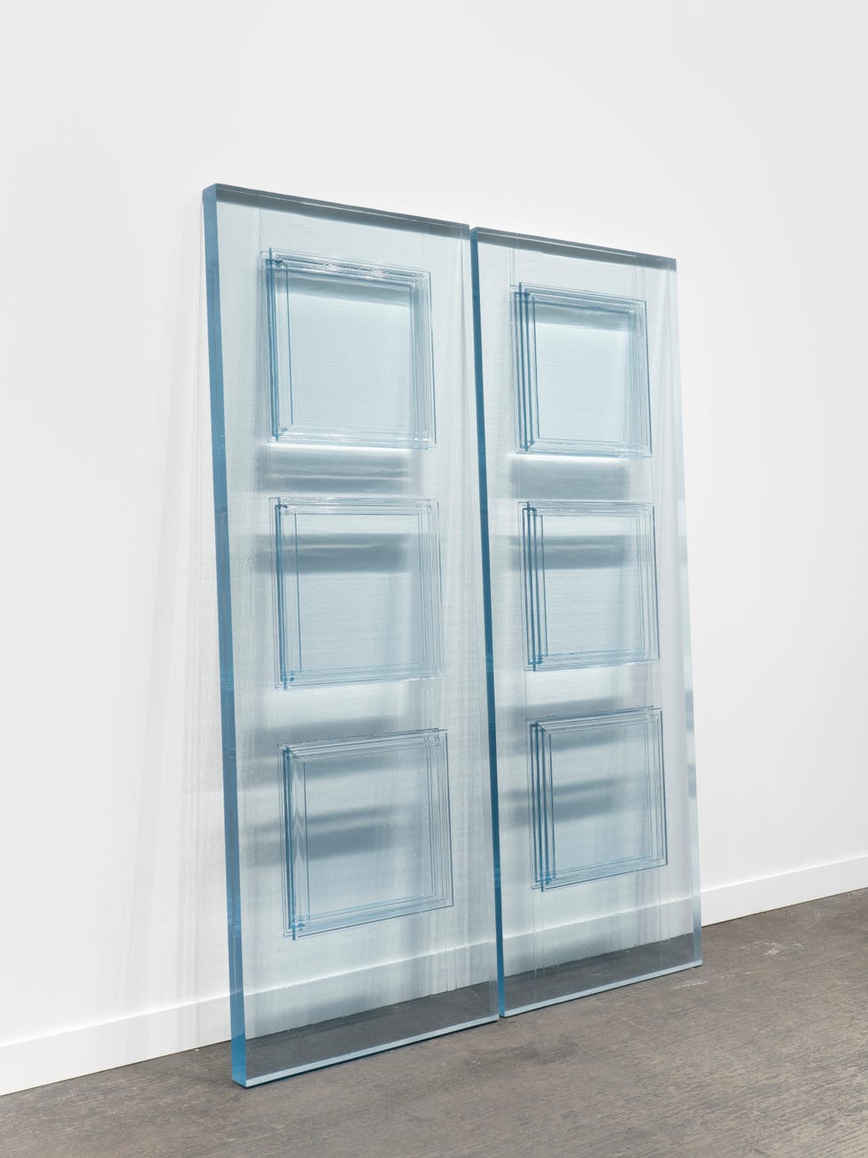 translucent blue panel display with layered rectangular frames