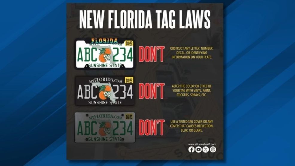 Here is an example of what is not acceptable on Florida license plates according to the new law. (SLCSO)