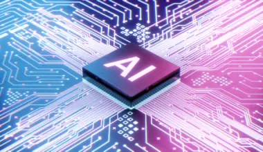 An AI microprocessor is shown on a motherboard computer circuit.