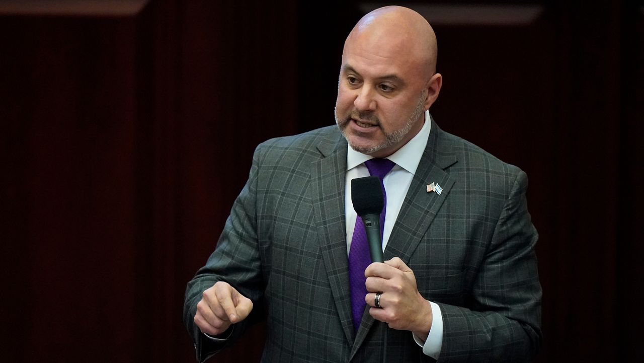 FILE - State Rep. Blaise Ingoglia speaks at the Florida State Capitol, March 9, 2022, in Tallahassee, Fla. (AP Photo/Wilfredo Lee, file)