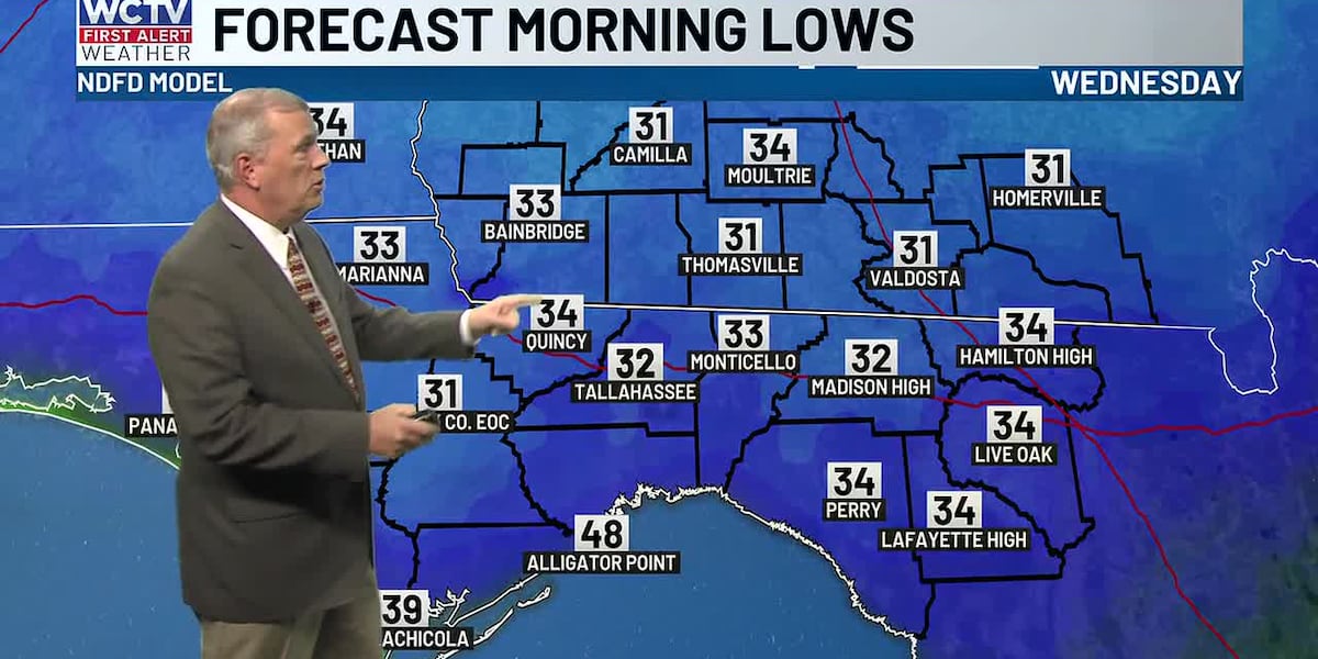 Lows near the freezing mark by Wednesday morning 🥶