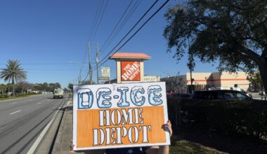 Indivisible North Pinellas demonstrates against ICE outside Home Depot in Largo