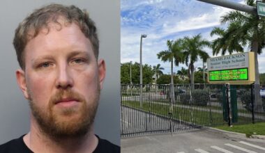 Man arrested after SUV found upside down on school field in Miami
