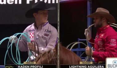 Team of Athens’ Lightning Aguilera, Jacksonville’s Kaden Profili win round at National Finals Rodeo