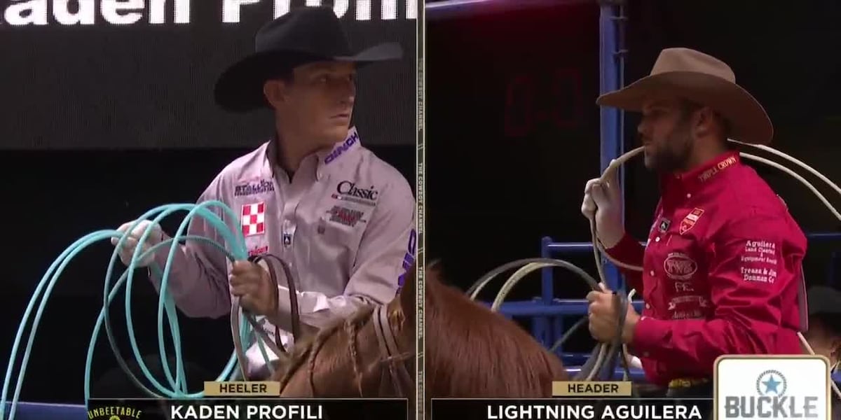 Team of Athens’ Lightning Aguilera, Jacksonville’s Kaden Profili win round at National Finals Rodeo
