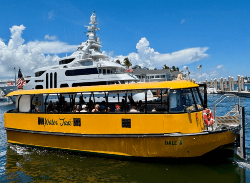 A yellow water taxi