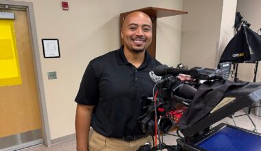 Ronnell Thompson teaches at Bridgewater Middle School in Winter Garden. His students are excited about being on camera and filming.