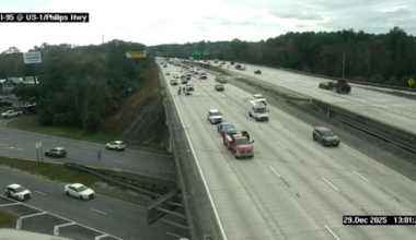 Crash involving motorcycle causing backups on I-95 North at Philips Highway