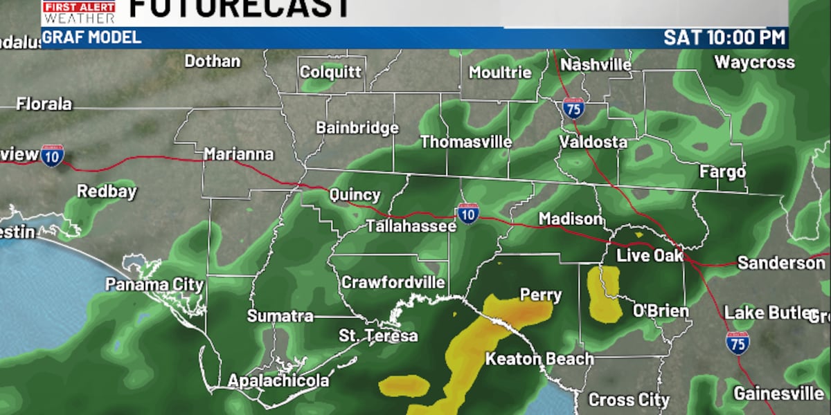 Periods of rain likely for Saturday night 🌧️