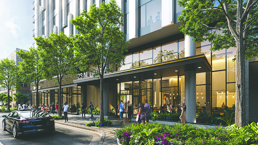 The streetscape of the Gateway Jax Block N7 project.