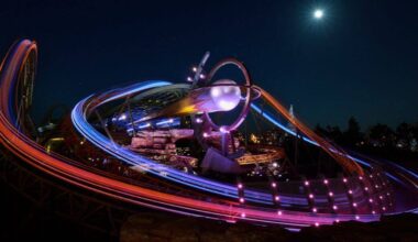 Stardust Racers at Night in Epic Universe