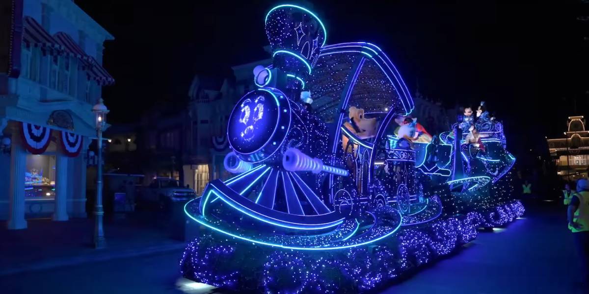 The final parade float for Magic Kingdom's Starlight parade featuring a new character Whimsy the Train